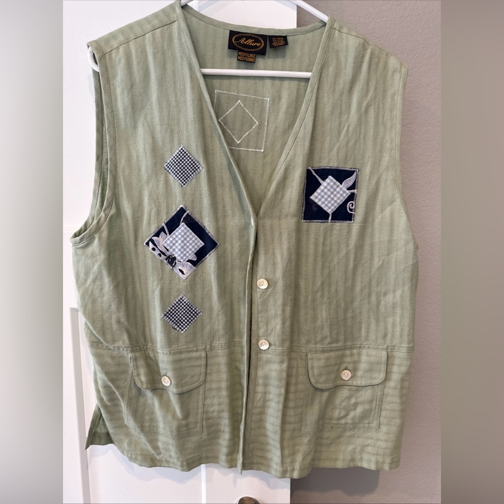 Allure Vintage Olive Green Patchwork Vest